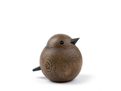 Papa Sparrow Holzfigur: Rauchgebeizte Eiche Vogel Dekoration für Wohnzimmer und Kinderzimmer.